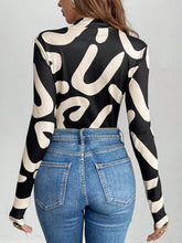 Women Geometric Pattern Long Sleeve Bodysuit